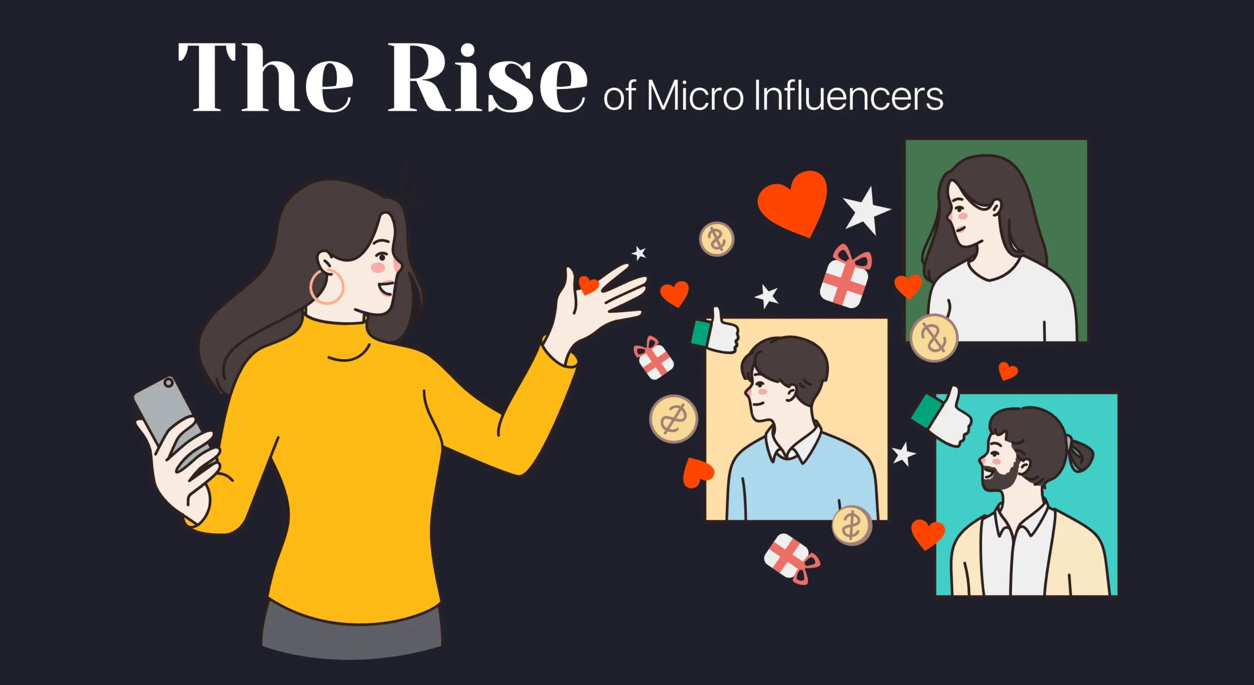 Digital art depicting the rise of micro-influencers.
