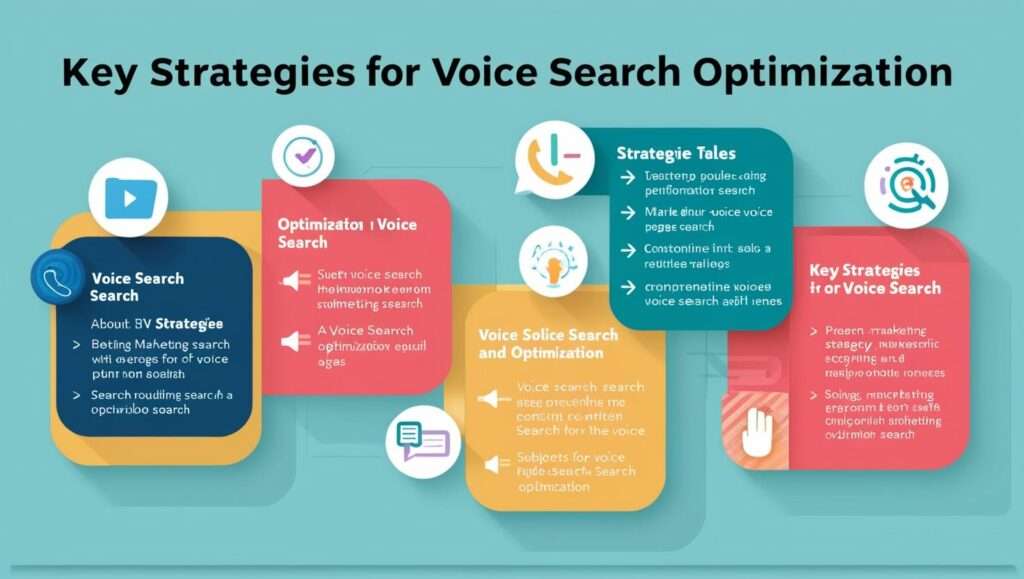 Infographic outlining key strategies for voice search optimization.